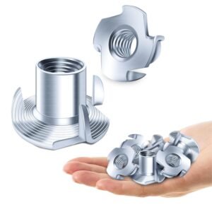 White Tech M10 T-Nuts (50 Pack) 4-Pronged Tee Nut for Wood, Rock Climbing Holds, Plywood Furniture Particle Board